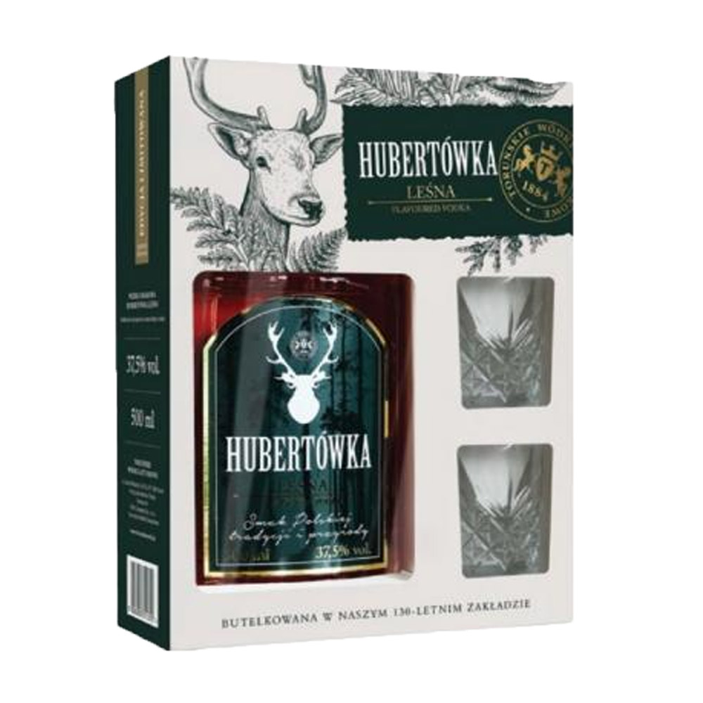 Wódka Hubertówka Leśna 37,5% 500 ml + kieliszki