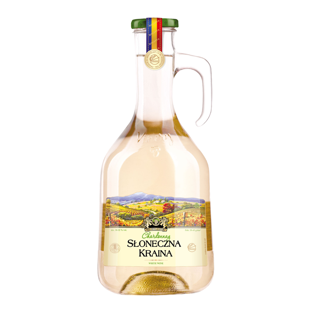 Wino Słoneczna Kraina Chardonnay 12% białe półsłodkie 1000 ml