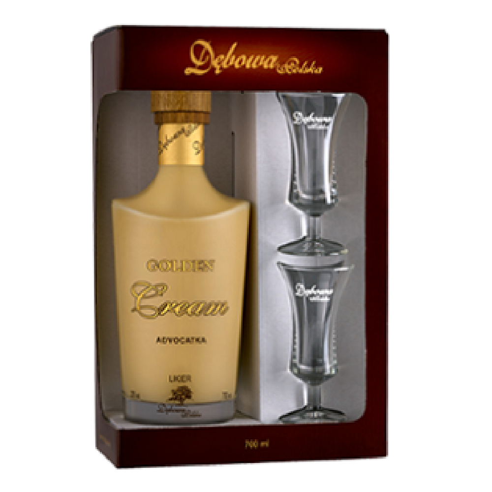 Likier Dębowa Polska Golden Cream Advocat 20% 700 ml + 2 kieliszki
