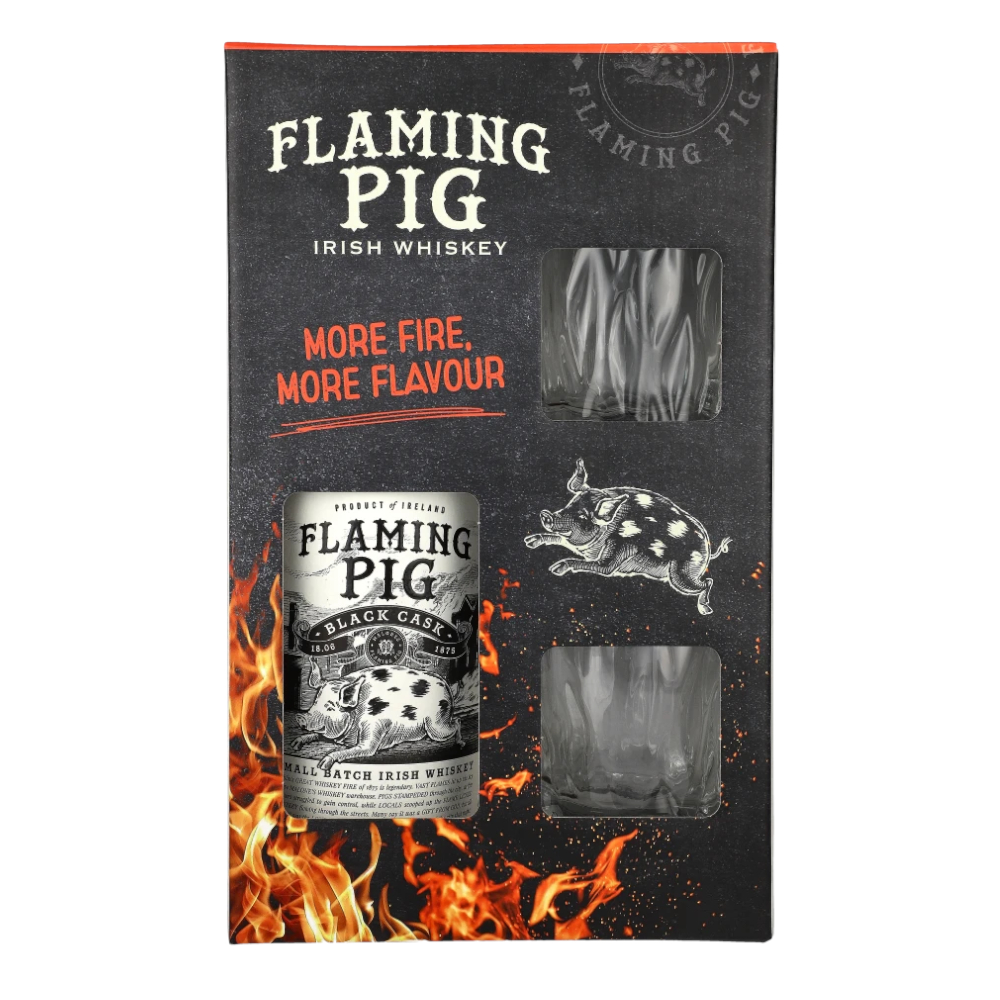 Whisky Flaming Pig Black Cask 40% 700 ml + szklanka