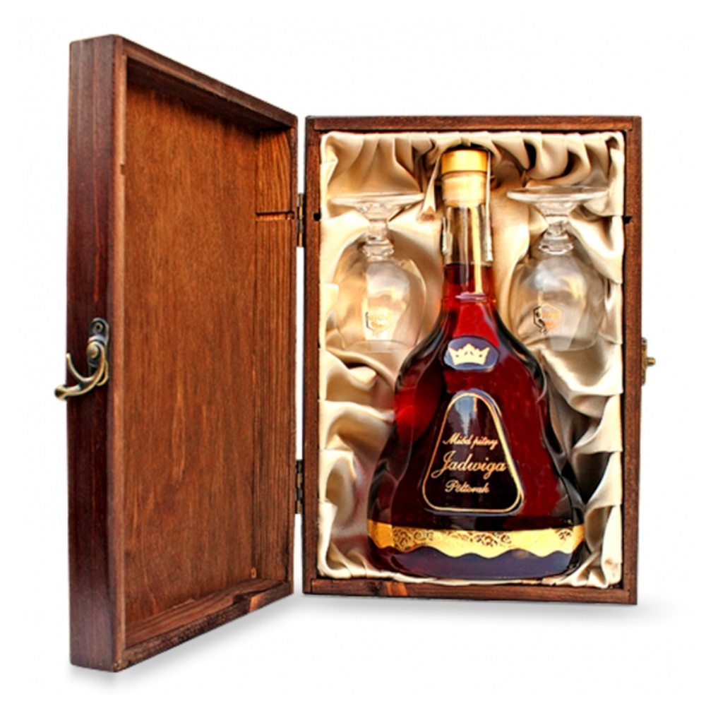 Miód Pitny Jadwiga Karafka 16% 750 ml + 2 kieliszki