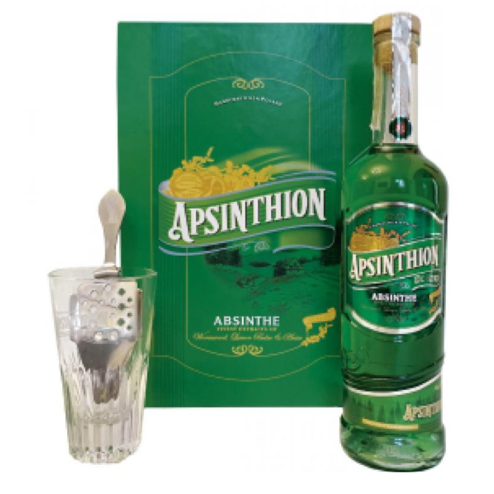 Absynt Apsinthion De Luxe 55% 500 ml zestaw
