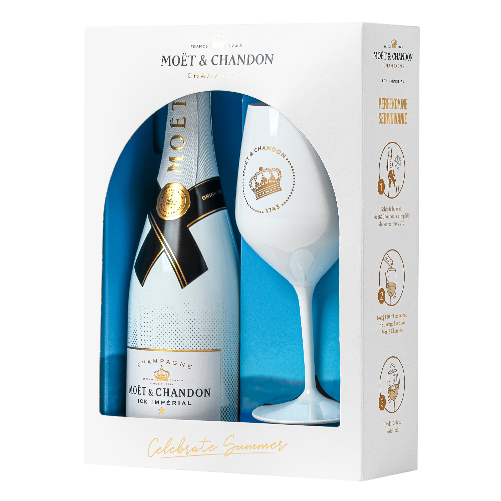Szampan Moet & Chandon Ice Imperial + kieliszek 12% białe półwytrawne 750 ml
