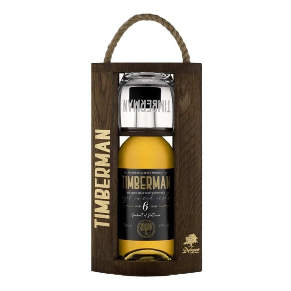 Whisky Timberman 40% 700 ml zestaw
