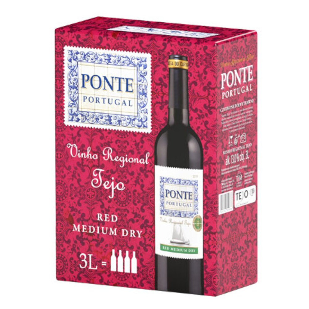 Wino Ponte Portugal Tejo Bib 13% czerwone półwytrawne 3000 ml