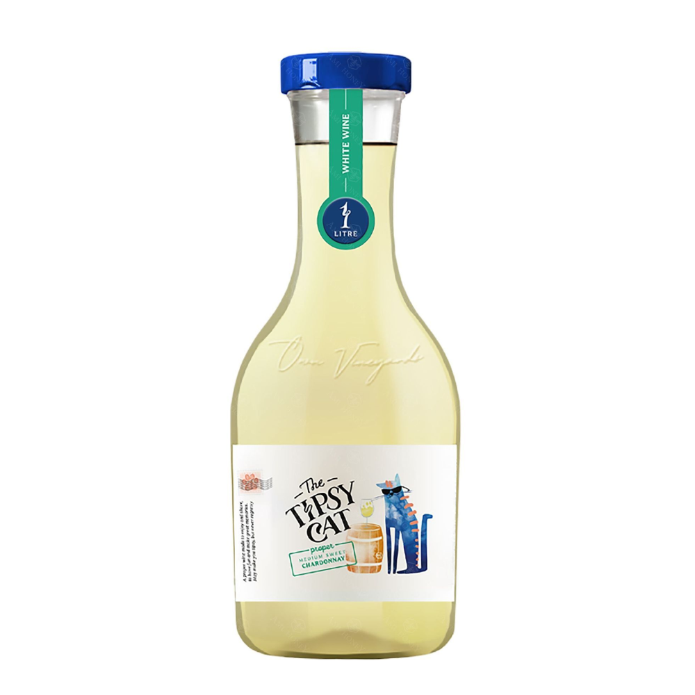 Wino Tipsy Cat Chardonnay  12% białe półsłodkie 1000 ml