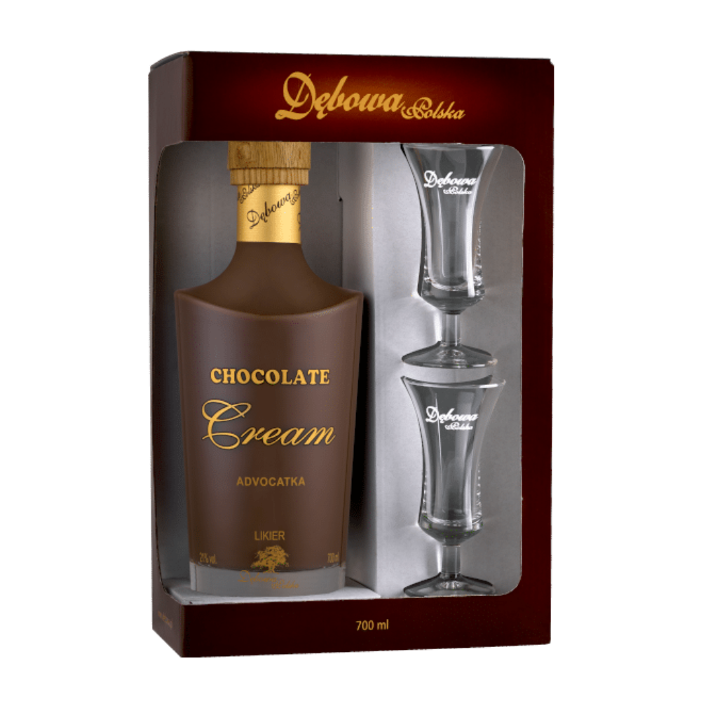 Likier Dębowa Advocatka Czekoladowa 21% 700 ml + 2 kieliszki