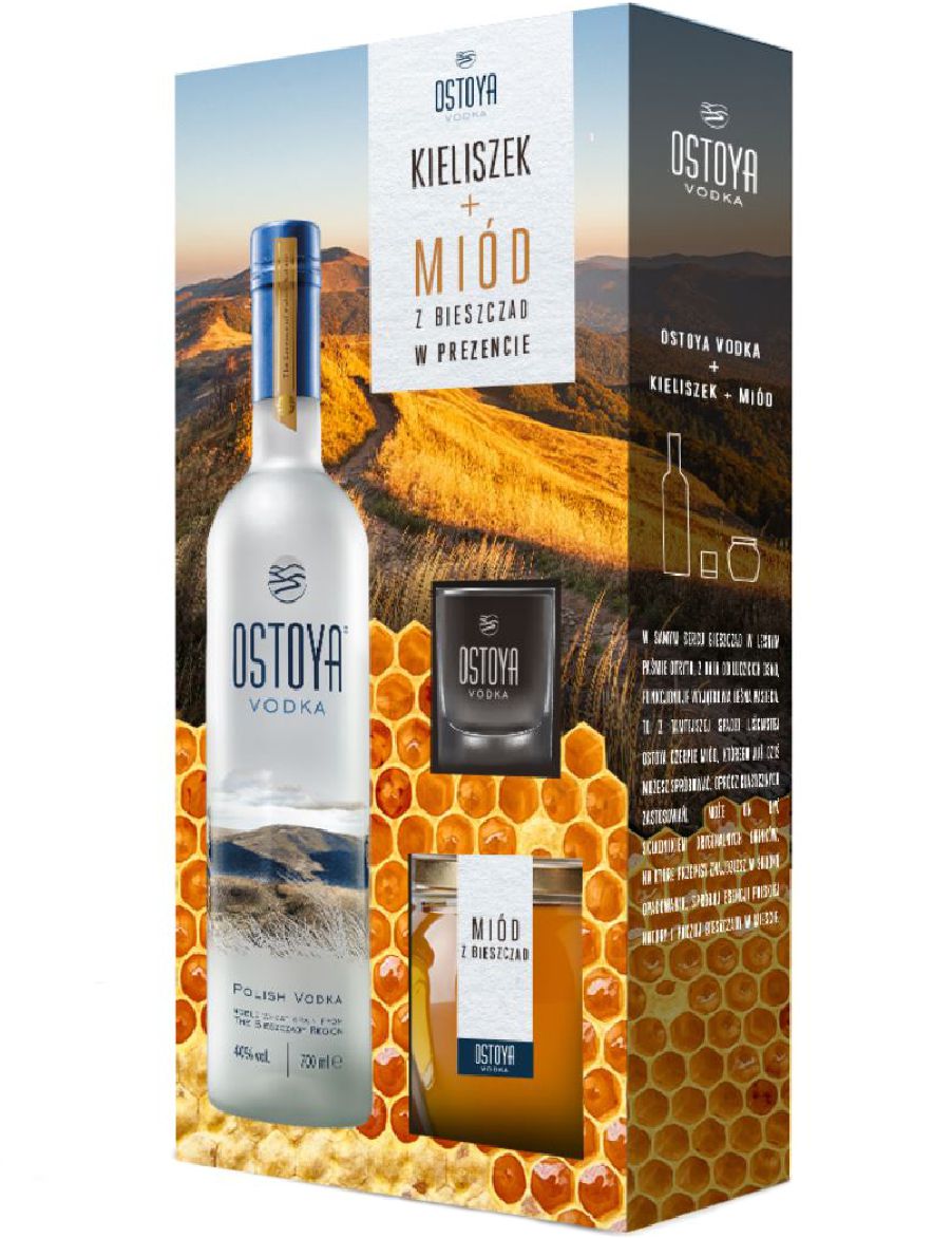 Wódka Ostoya Z Miodem + Kieliszek +Miód 40% 700 ml